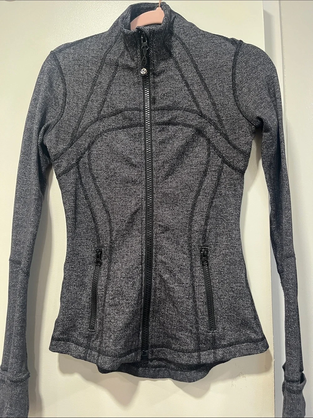lululemon athletica Gray Herringbone Full-Zip Bomber Jacket